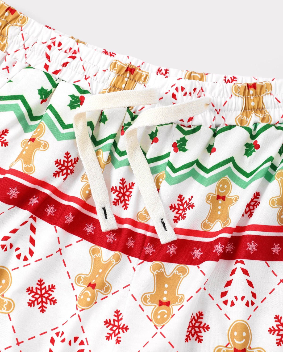 Matching Family Christmas Pajamas Gingerbread Print Green