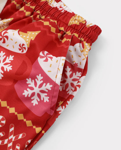Family Matching Christmas Pajamas Fair Isle & Mug Print Red