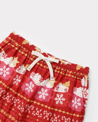 Family Matching Christmas Pajamas Fair Isle & Mug Print Red