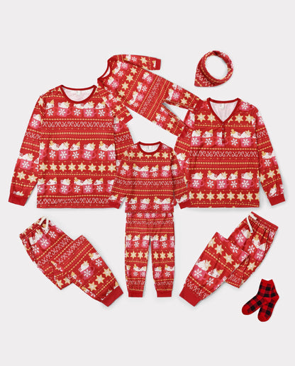 Family Matching Christmas Pajamas Fair Isle & Mug Print Red