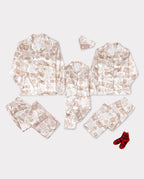 Matching Family Christmas Pajamas Letters to Santa Satin Cream