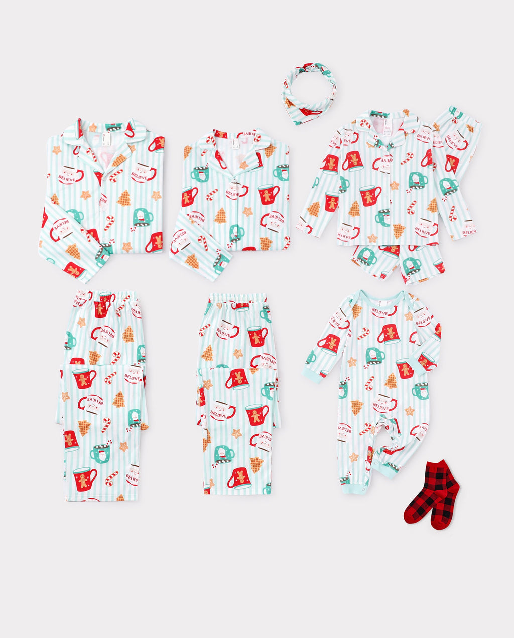 Family Matching Christmas Pajamas Mug Print Green
