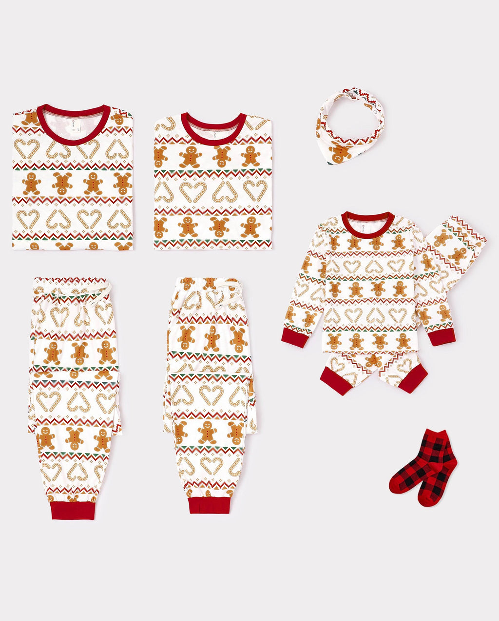 Matching Family Christmas Pajamas Fair Isle & Gingerbread Print