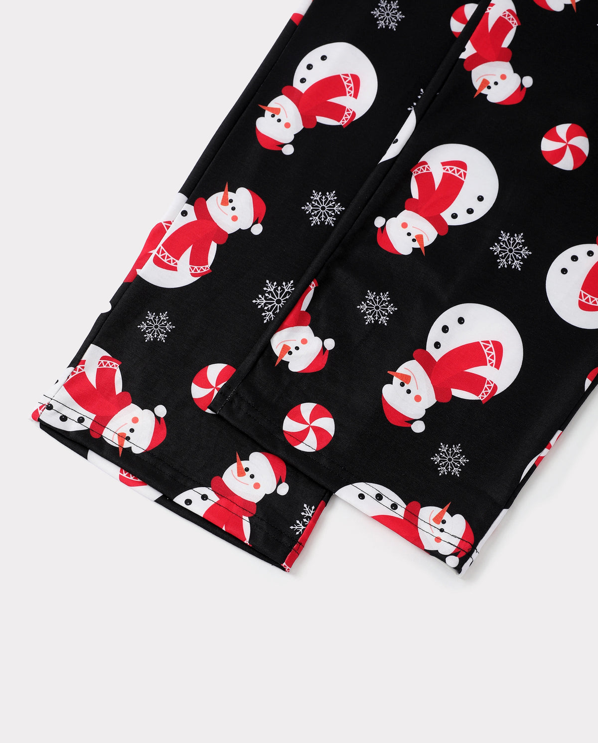 Matching Family Christmas Pajamas Snowman Print Black