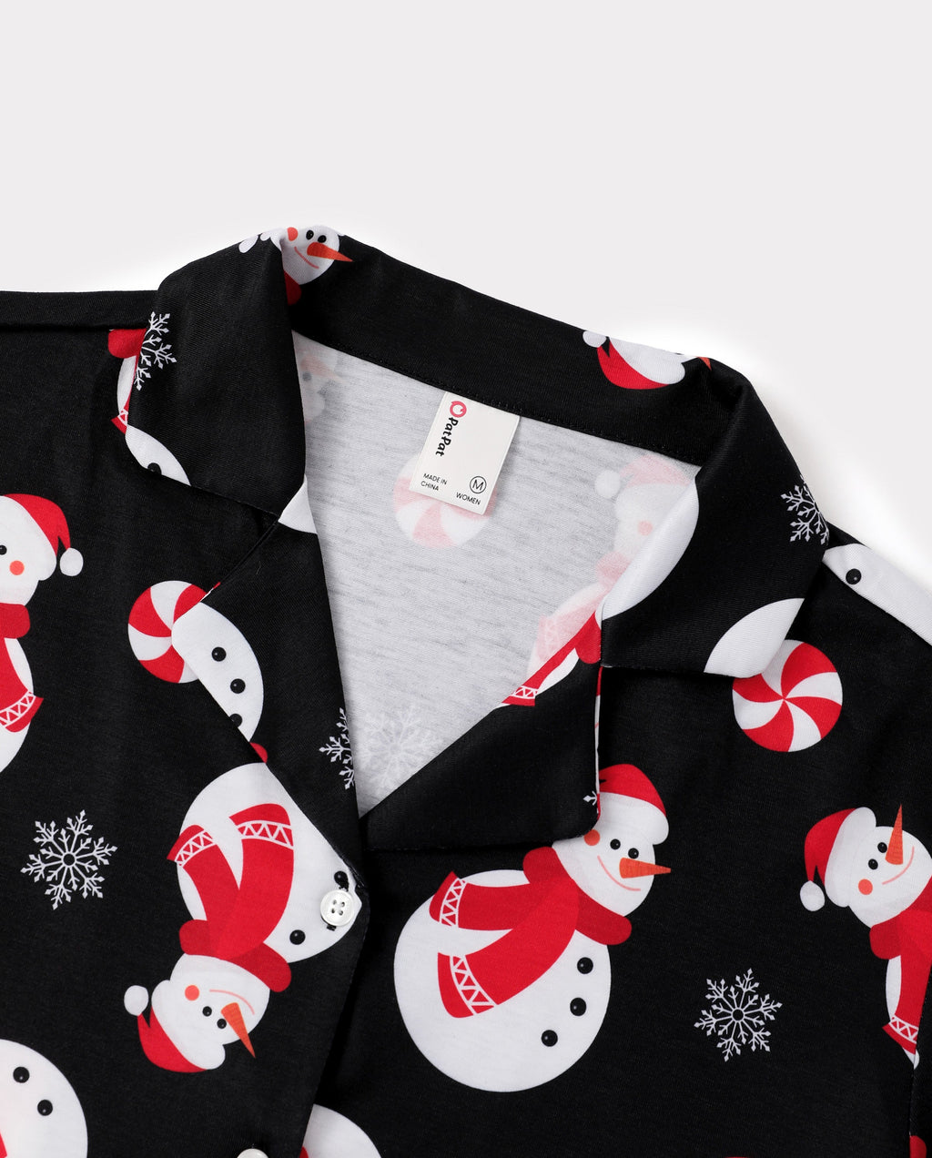 Matching Family Christmas Pajamas Snowman Print Black