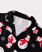 Matching Family Christmas Pajamas Snowman Print Black