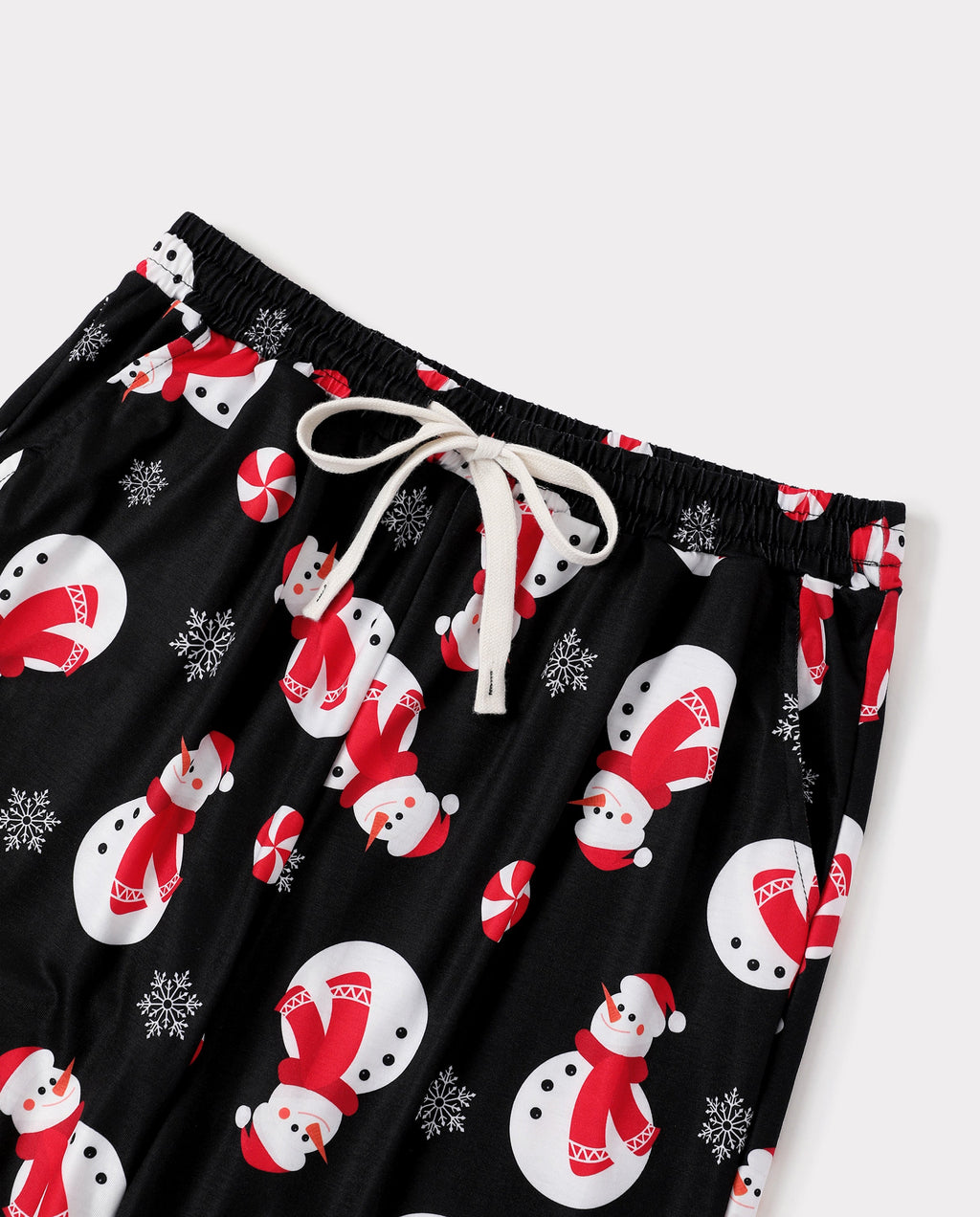 Matching Family Christmas Pajamas Snowman Print Black