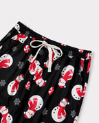 Matching Family Christmas Pajamas Snowman Print Black