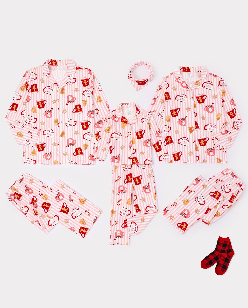 Family Matching Christmas Pajamas Mug Print Pink