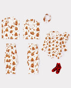 Matching Family Christmas Pajamas Gingerbread House Print Brown