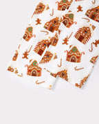 Matching Family Christmas Pajamas Gingerbread House Print Brown