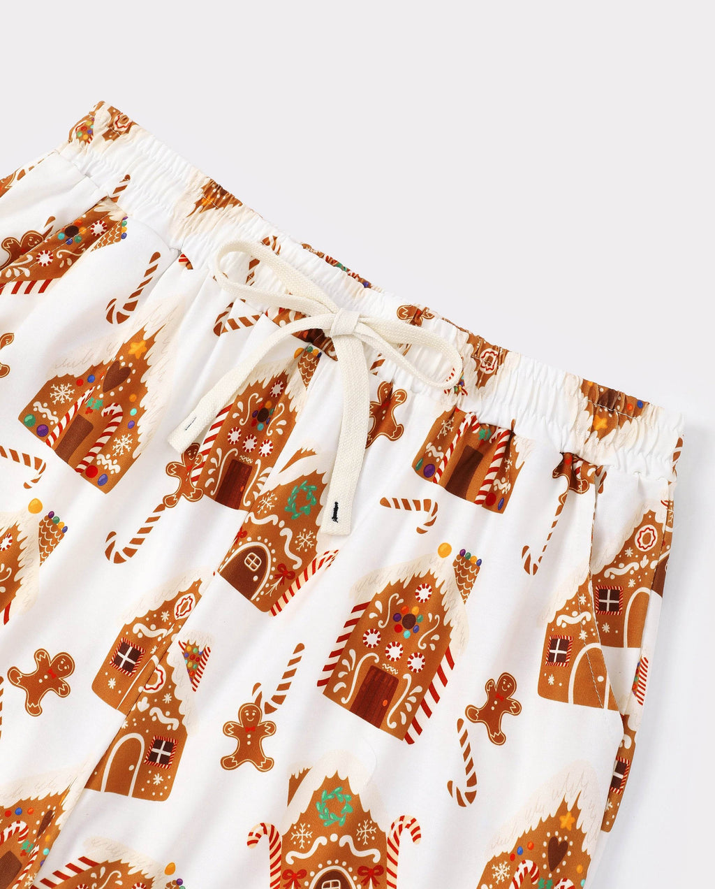 Matching Family Christmas Pajamas Gingerbread House Print Brown