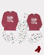 Family Matching Christmas Pajamas Santa & Christmas Tree Print Red