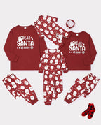 Family Matching Christmas Pajamas Dear Santa Print Red