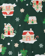 Family Matching Christmas Pajamas Gingerbread House Print Green
