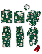 Family Matching Christmas Pajamas Gingerbread House Print Green