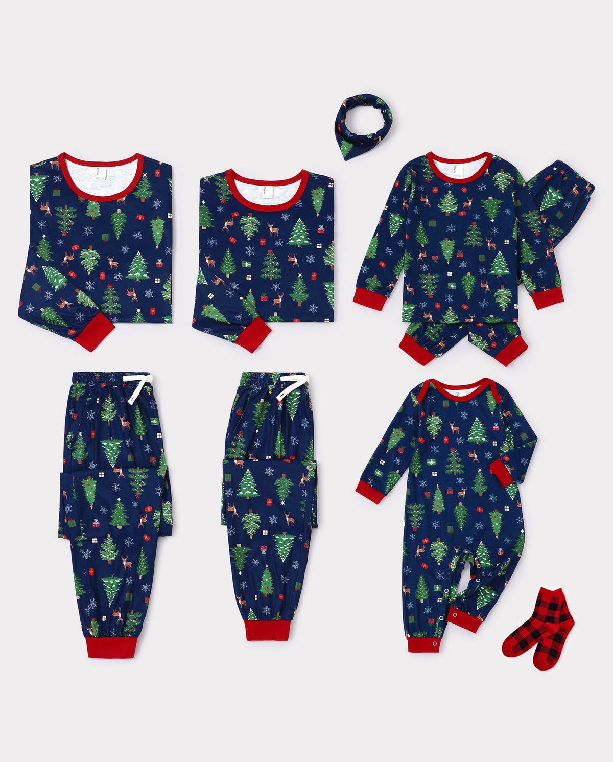 Matching Family Christmas Pajamas Christmas Tree Print Navy Holiday Pajamas