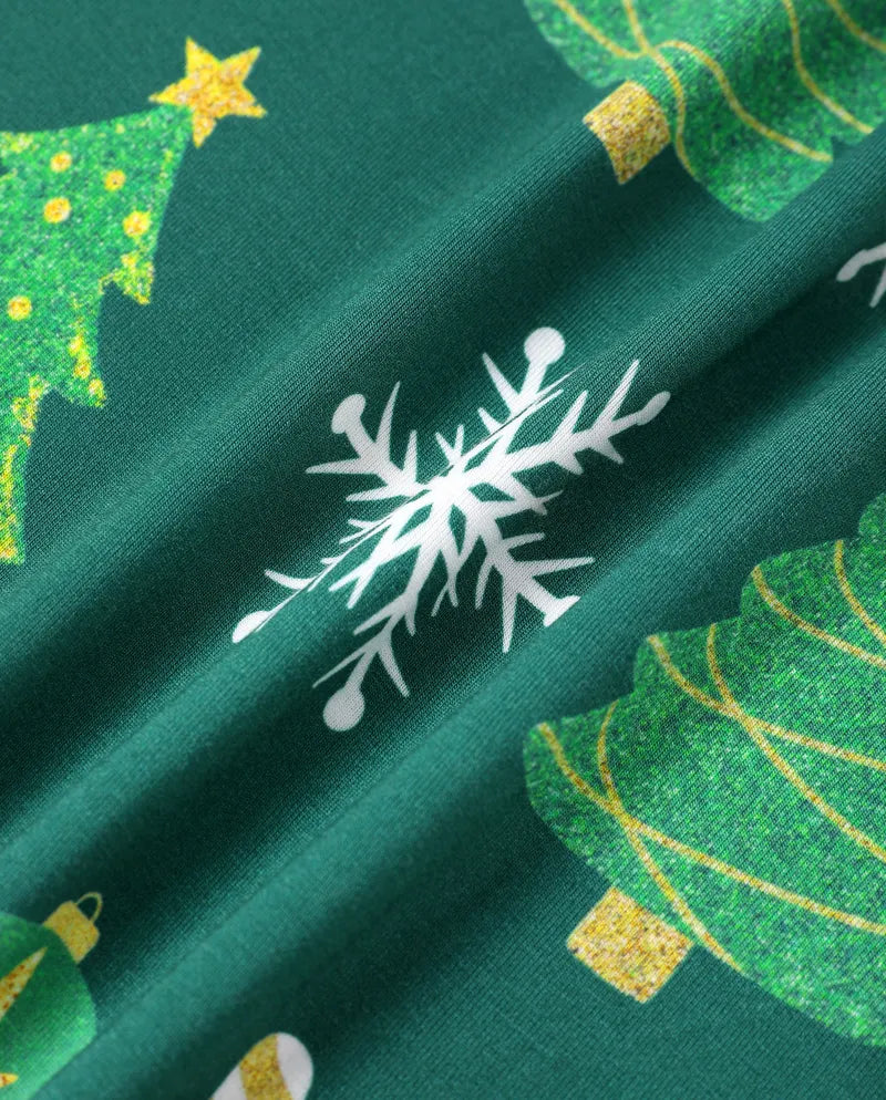 Family Matching Christmas Pajamas Christmas Tree Print Bamboo Green