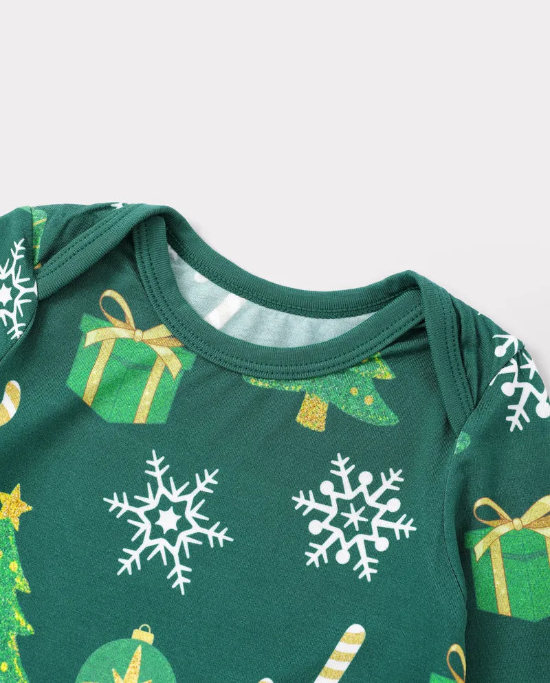Family Matching Christmas Pajamas Christmas Tree Print Bamboo Green