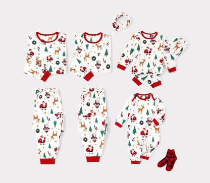 Family Matching Christmas Pajamas Reindeer & Christmas Tree Print Fleece