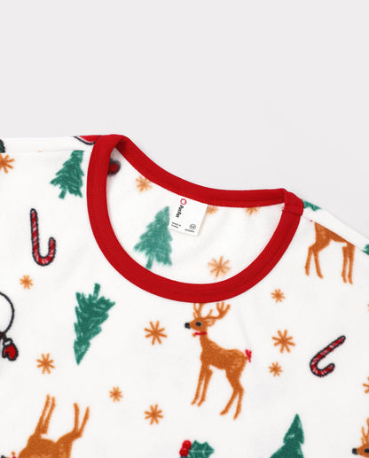 Family Matching Christmas Pajamas Reindeer & Christmas Tree Print Fleece