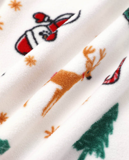 Family Matching Christmas Pajamas Reindeer & Christmas Tree Print Fleece