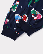 Matching Family Christmas Pajamas Polar Bear & Christmas Tree Print Navy
