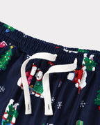 Matching Family Christmas Pajamas Polar Bear & Christmas Tree Print Navy