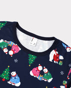 Matching Family Christmas Pajamas Polar Bear & Christmas Tree Print Navy