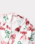 Family Matching Christmas Pajamas Bow & Plaid Print Satin Multicolor
