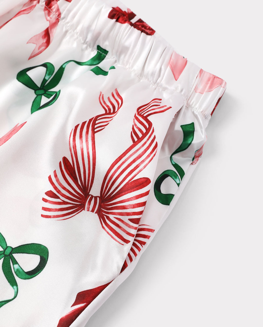 Family Matching Christmas Pajamas Bow & Plaid Print Satin Multicolor