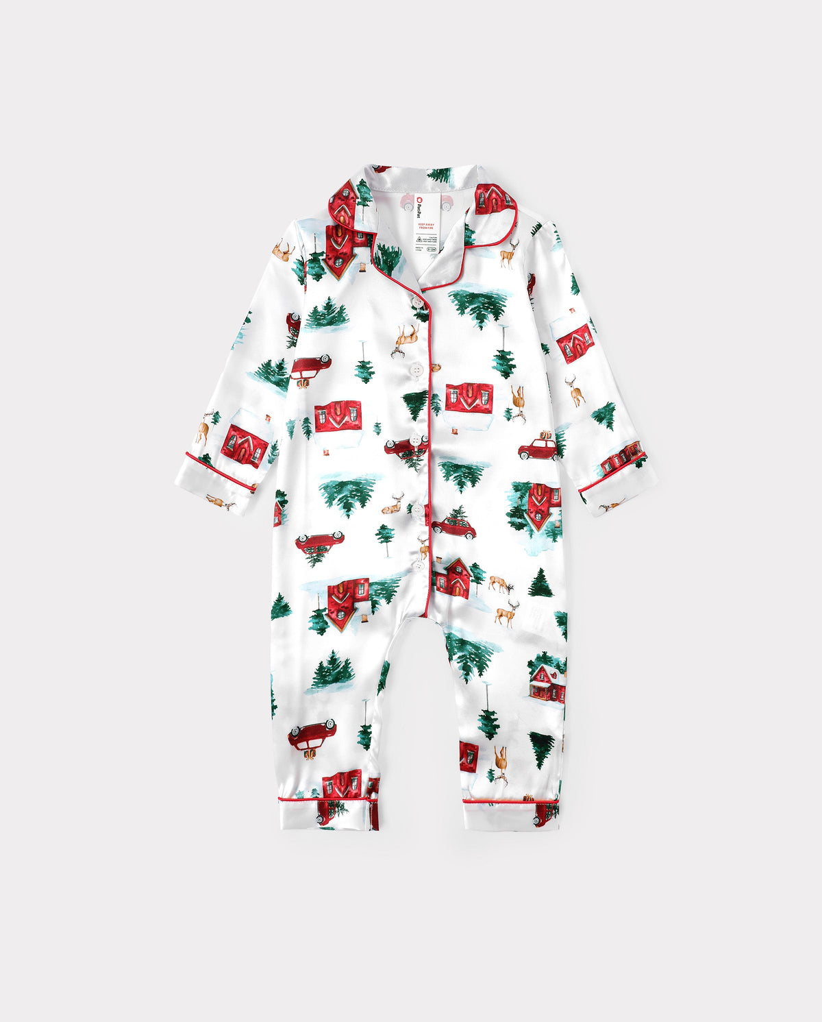 Matching Family Christmas Pajamas Christmas Village Print Satin Multicolor
