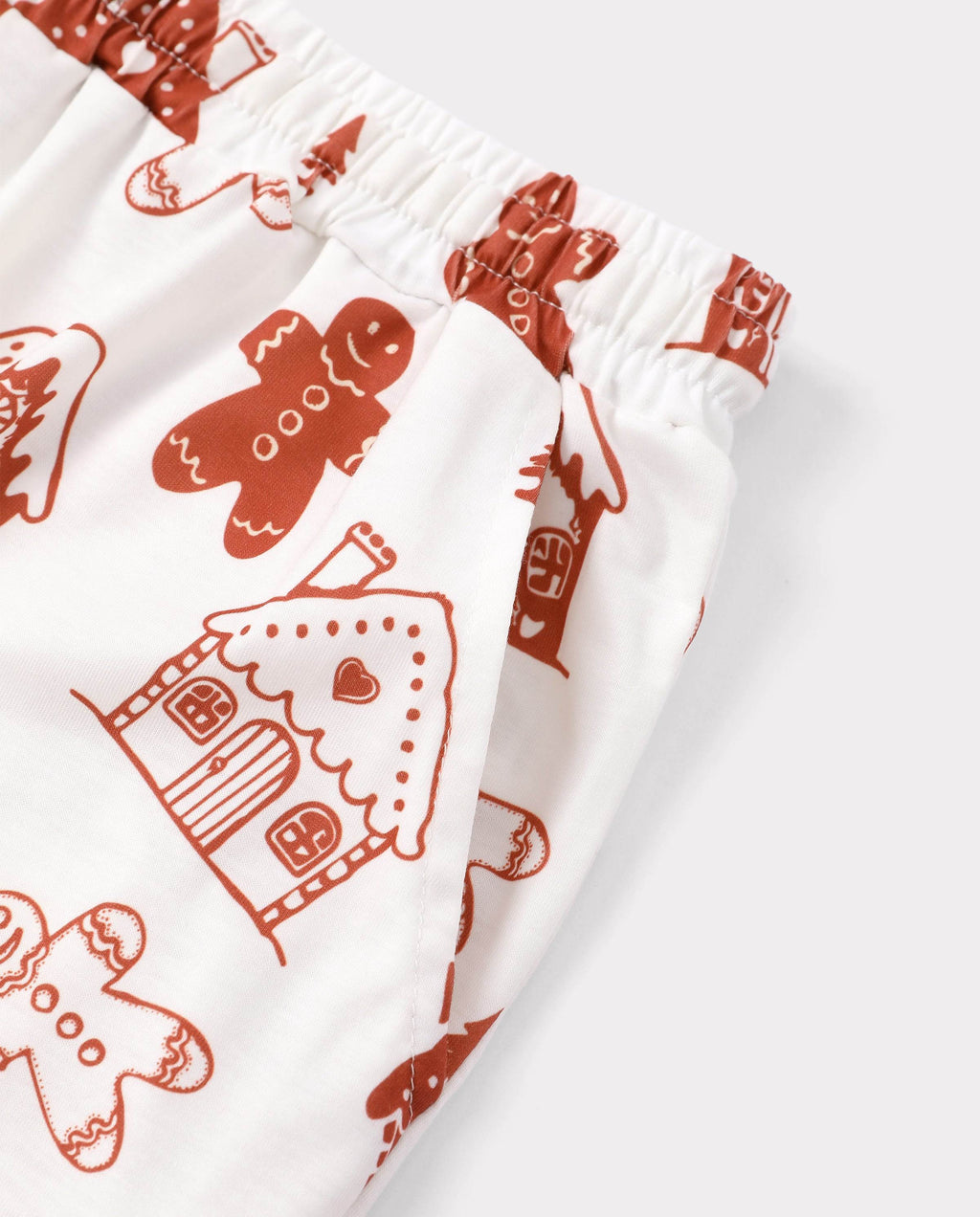 Matching Family Christmas Pajamas Gingerbread Print Red