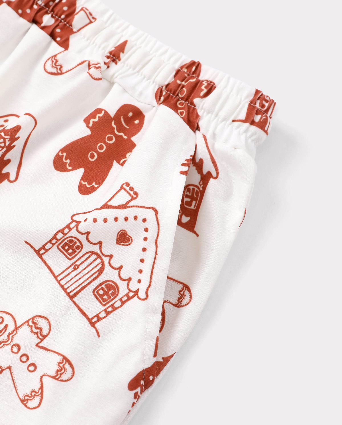 Matching Family Christmas Pajamas Gingerbread Print Red
