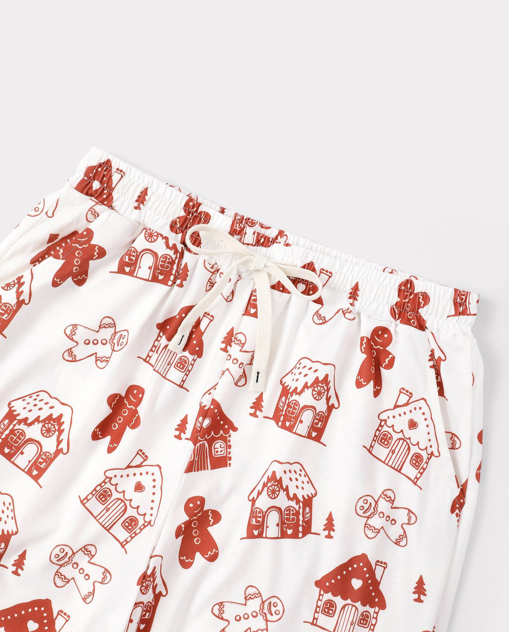Matching Family Christmas Pajamas Gingerbread Print Red