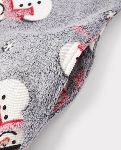 Family Matching Christmas Pajamas Snowman Print Coral Fleece Gray Christmas Onesie