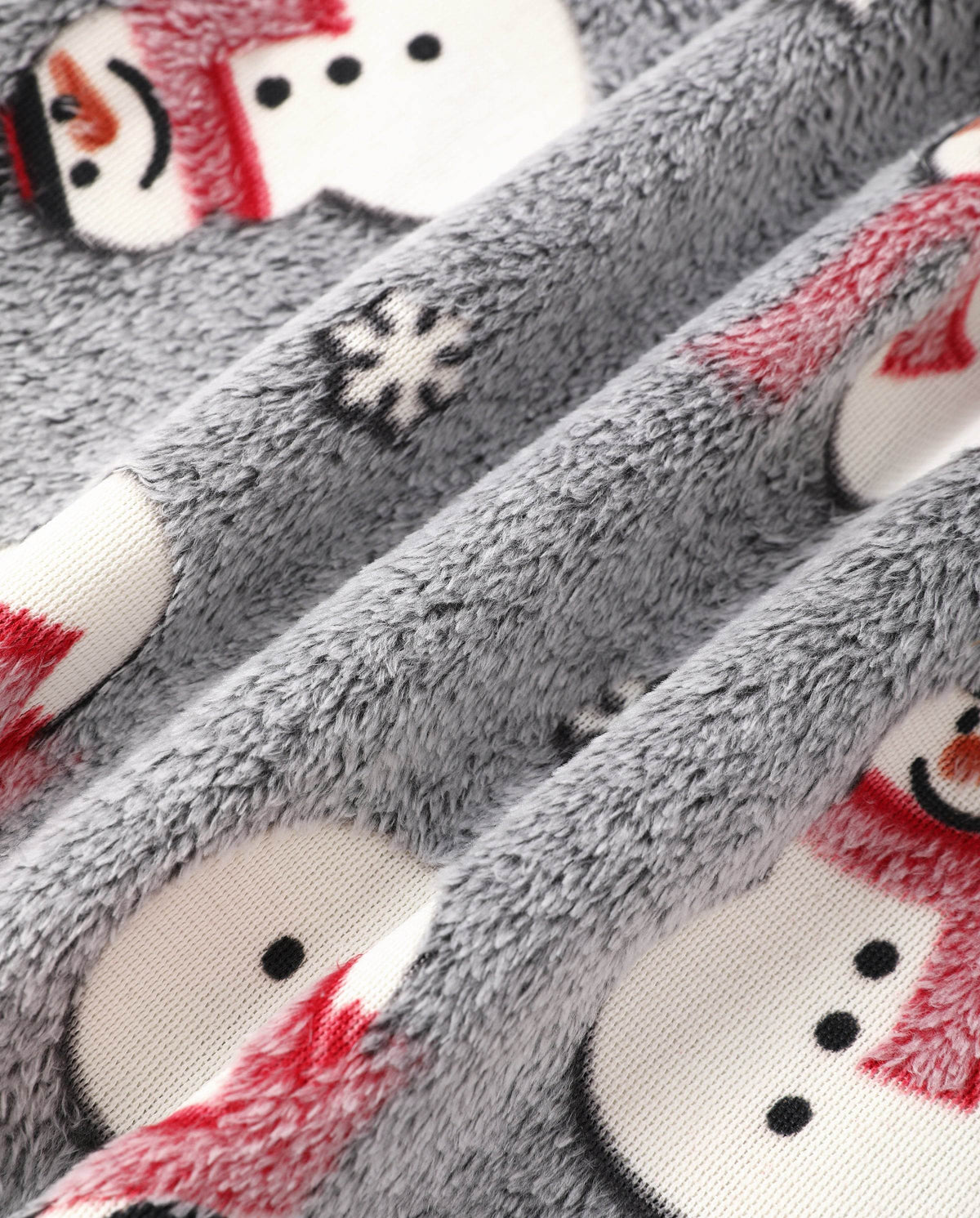 Family Matching Christmas Pajamas Snowman Print Coral Fleece Gray Christmas Onesie