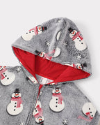 Family Matching Christmas Pajamas Snowman Print Coral Fleece Gray Christmas Onesie