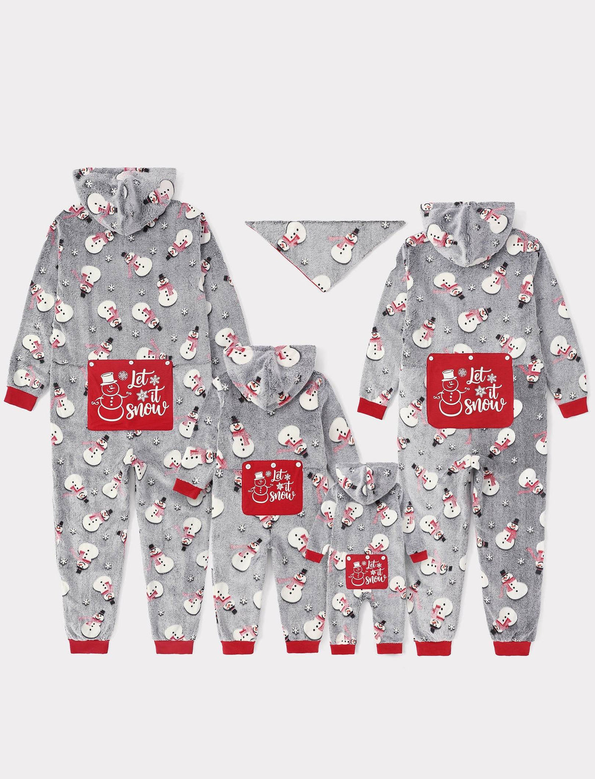 Family Matching Christmas Pajamas Snowman Print Coral Fleece Gray Christmas Onesie