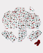 Matching Family Christmas Pajamas Christmas Village Print Satin Multicolor