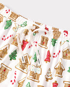 Matching Family Christmas Pajamas Gingerbread House & Christmas Tree Print Red