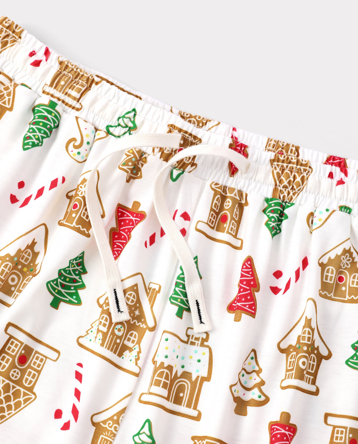 Matching Family Christmas Pajamas Gingerbread House & Christmas Tree Print Red