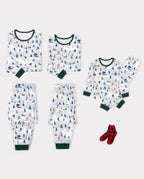 Matching Family Christmas Pajamas Christmas Village Print Green Holiday Pajamas