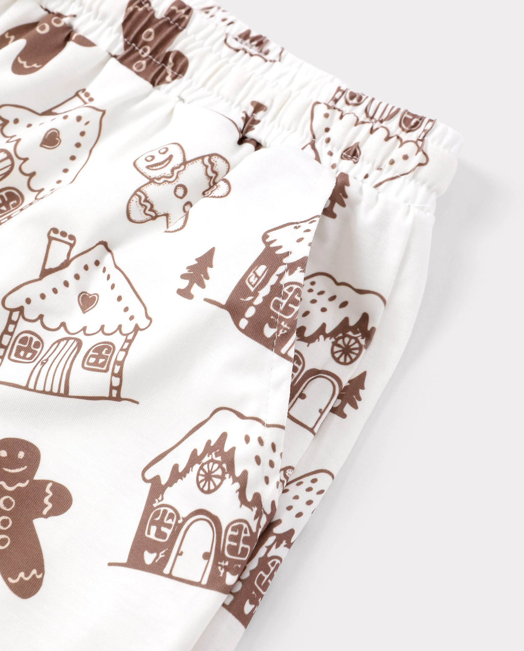 Family Matching Christmas Pajamas Gingerbread Print Brown