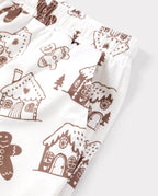 Family Matching Christmas Pajamas Gingerbread Print Brown
