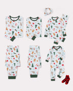 Matching Family Christmas Pajamas Gingerbread & Christmas Tree Bamboo Green