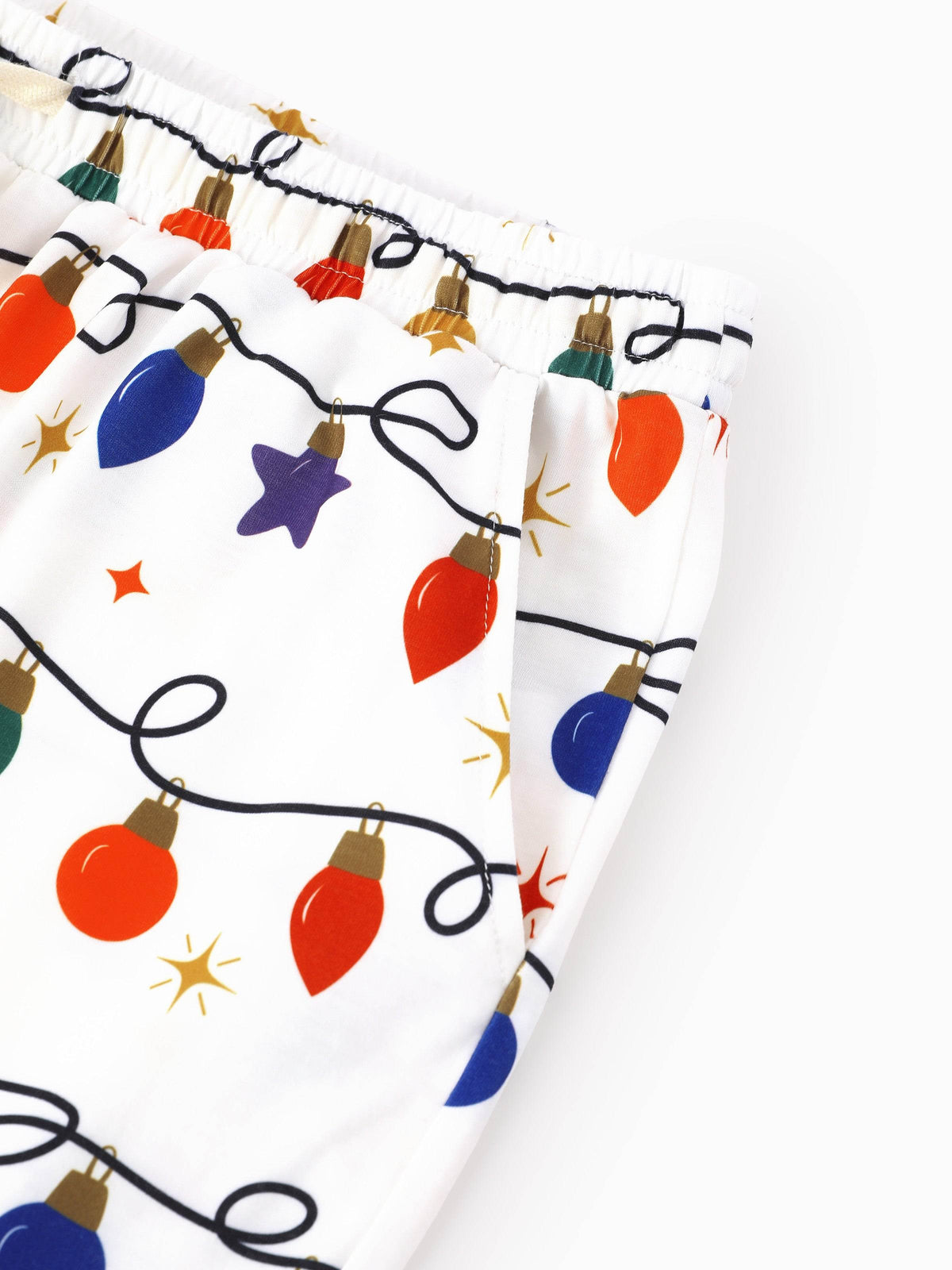 Family Matching Christmas Pajamas Christmas Lights Print White