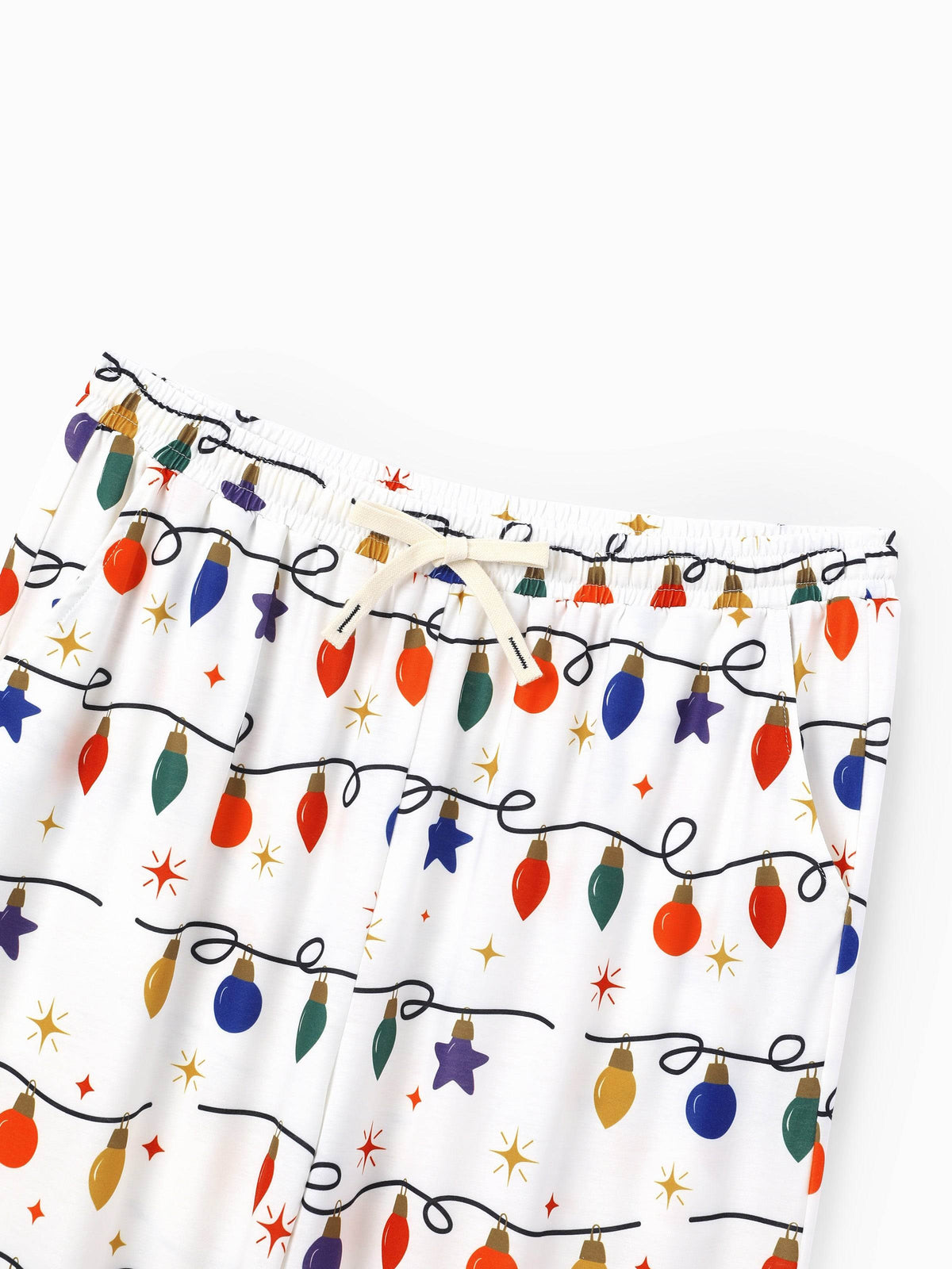 Family Matching Christmas Pajamas Christmas Lights Print White