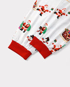 Family Matching Christmas Pajamas Reindeer & Santa Claus Print White Plus Size RED/WHITE