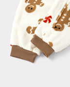Matching Family Christmas Pajamas Gingerbread Print Coral Fleece Christmas Onesie